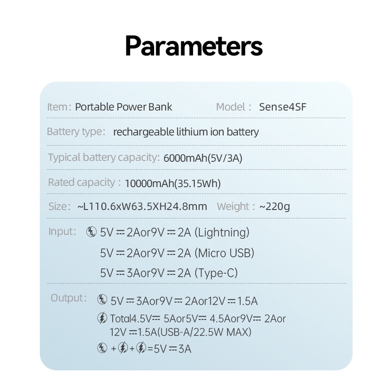 ROMOSS Sense 4SF 10000mAh 22.5W Pin Sạc Dự Phòng Mini PD QC 3.0 Lithium Polymer