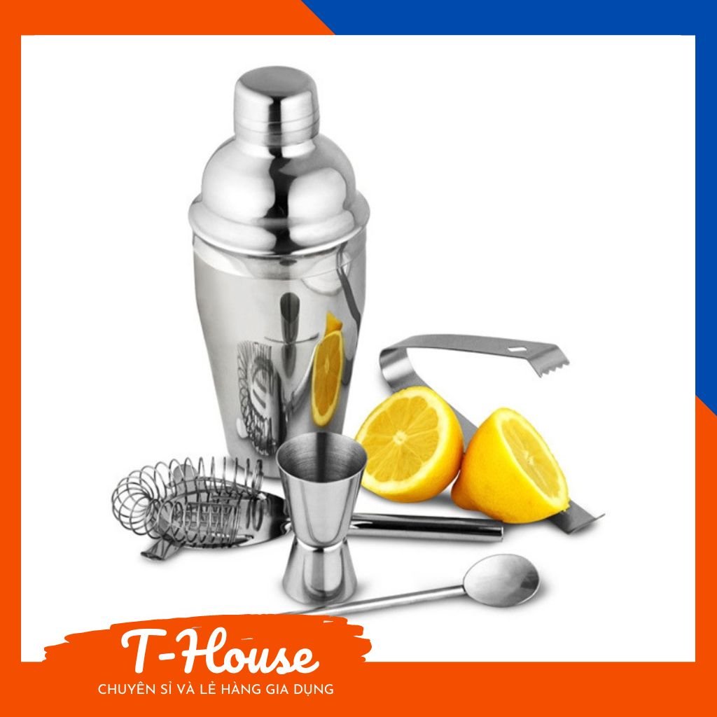 Bình lắc Shaker chất liệu inox, Bộ bình lắc pha chế inox cao cấp nhiều dung tích