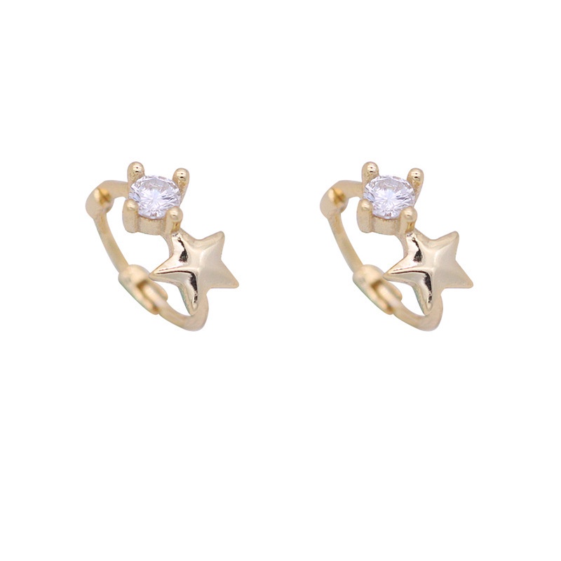 Khuyên Tai Tròn Bộ Khuyên Tai Tròn Đính Đá Zircon Ngôi Sao Thời Trang Không Gây Dị Ứng Cho Nữ