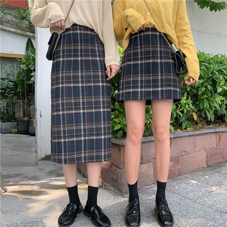 |CV14| CHÂN VÁY MIDI KẺ SỌC CARO ULZZANG
