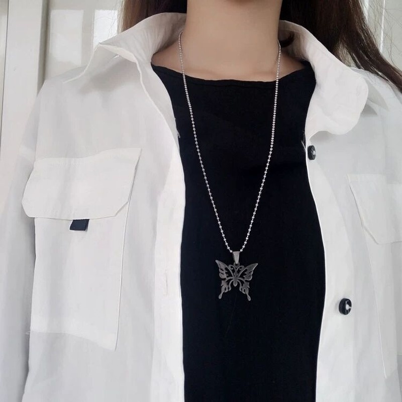 Vòng cổ choker mặt bướm rỗng cổ điển phong cách hip hop Hàn Quốc cho nữ