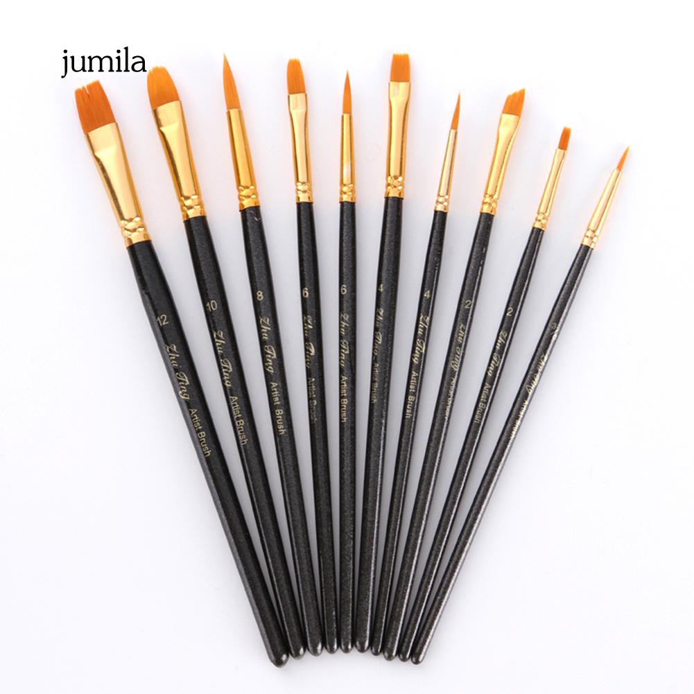 Set 10 cọ vẽ tranh nước sơn dầu cán gỗ cao cấp chất lượng cao