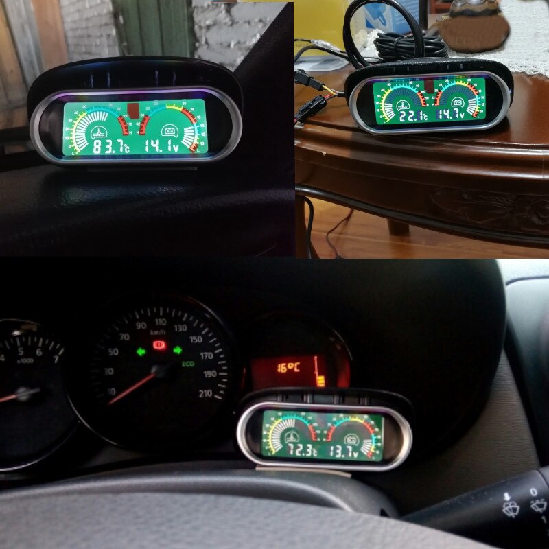 Đồng Hồ Đo Nhiệt Độ Nước / Độ Ẩm 2 Trong 1 12v / 24v Màn Hình lcd Cho Xe Hơi