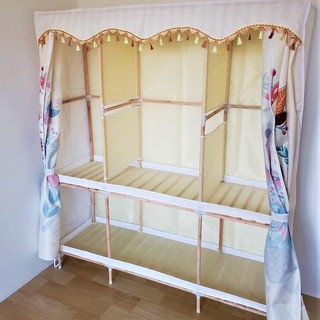 Tủ vải đựng quần áo khung gỗ 3 buồng 6 mới ngăn có lót khung gỗ bọc nhựa chống ẩm mốc cỡ lớn loại 1