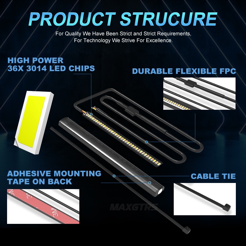 Dây Đèn LED Xi Nhan DRL 12V Màu Trắng Hổ Phách Dành Cho Xe Mô Tô MAXGTRS