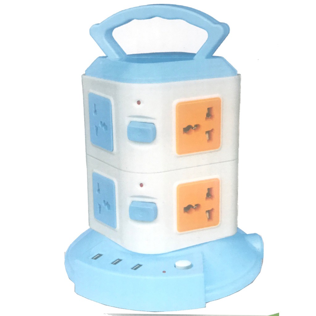 Ổ Cắm Điện Đa Năng 2 Tầng Tích Hợp 3 cổng USB