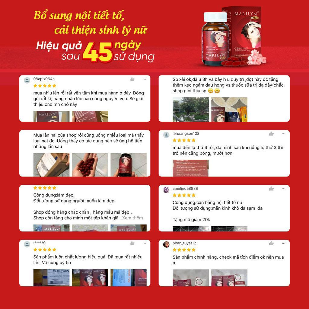 Viên Uống Marilyn Plus Giúp Cân Bằng Nội Tiết Tố Cải Thiện Sinh Lý Nữ - Hộp 30 Viên