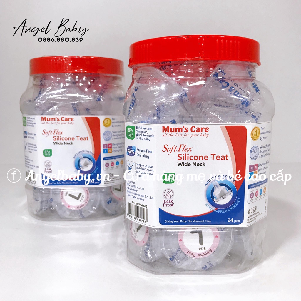 Núm ti silicone cổ rộng Mum's Care không chứa BPA