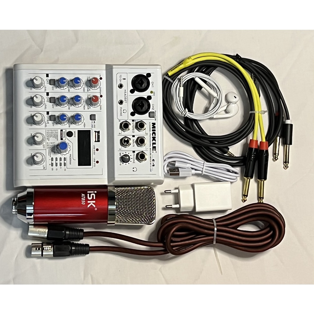 Combo thu âm livestream đỉnh cao siêu phẩm 2022 Mixer E4 và Micro isk at850 tặng full phụ kiện bảo hành 12 tháng