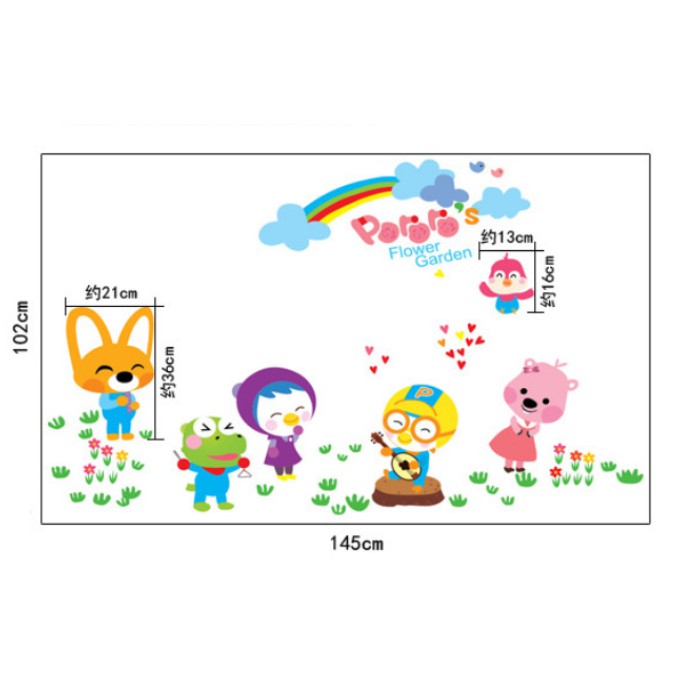 Decal dán tường cầu vòng và thú