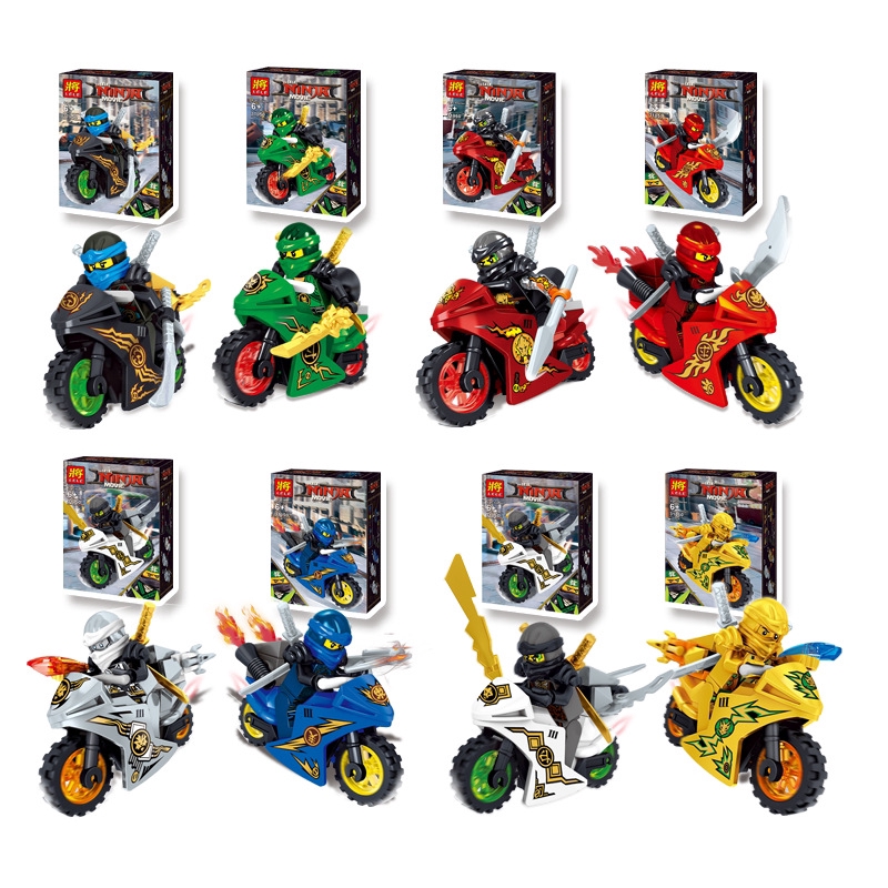 8Pcs Ninjago Motorcycle Set Minifigures Ninja Mini Figures Fits Lego Blocks Toys