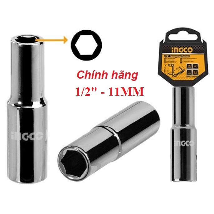 ĐỒ NGHỀ INGCO Đầu tuýp dài 6 góc 1/2 inch 8MM—>12MM HHAST12083L -HHAST12103L- HHAST12113L HHAST12123L
