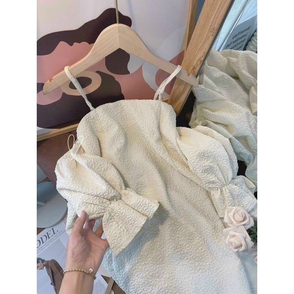 ĐẦM RỚT VAI BỒNG KEM