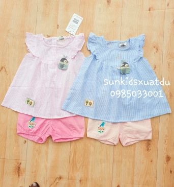 Bộ áo váy kẻ tag chim