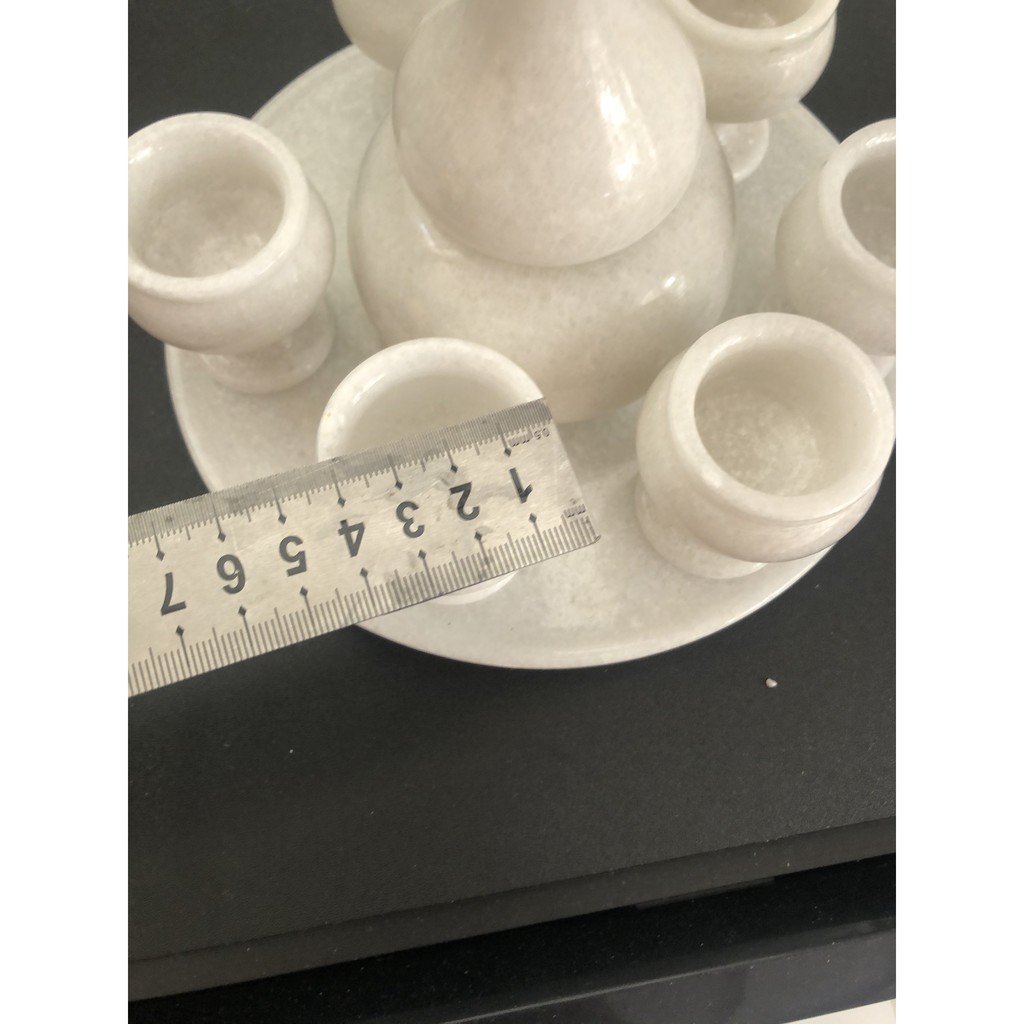 Bộ ấm trà đá non nước màu trắng HANMYNGHE