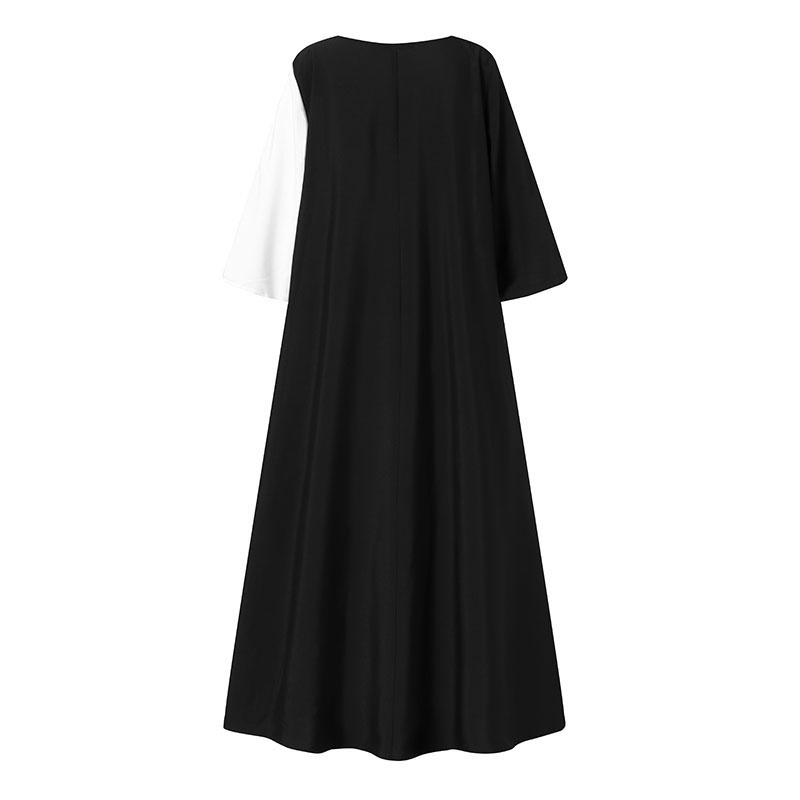 Đầm dài ZANZEA dáng rộng tay 3/4 in họa tiết hoa phong cách vintage dành cho nữ