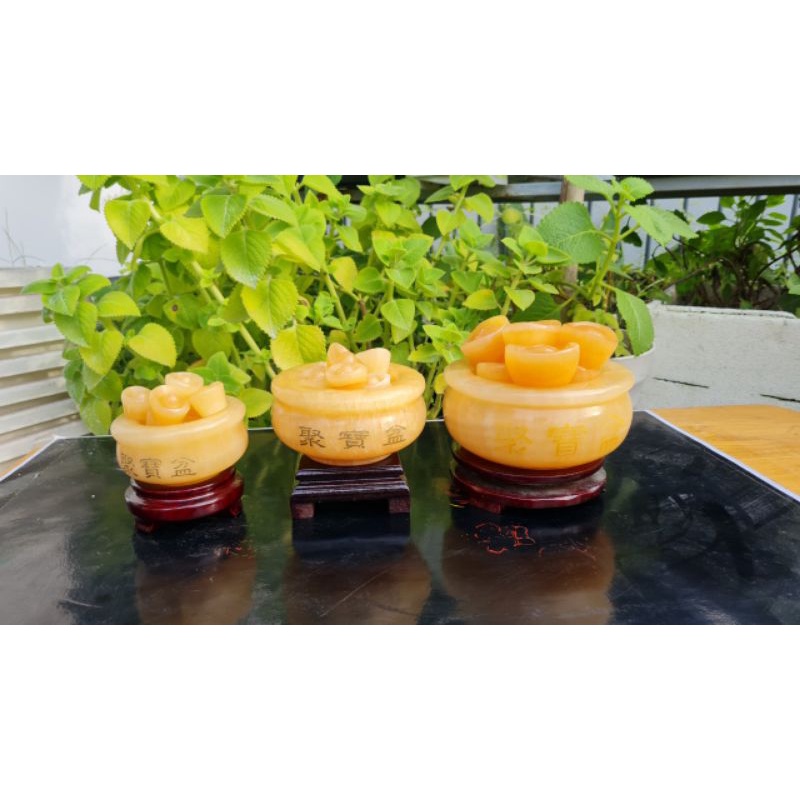 Bát Tụ Bảo  Đá Ngọc Hoàng Long 12cm + 10 thỏi vàng