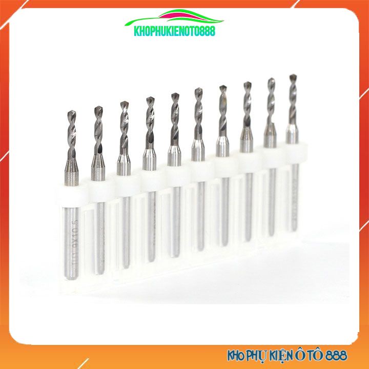 Bộ 10 mũi khoan CNC độ chính xác cao đường kính tùy chọn từ 0.3-3.0mm