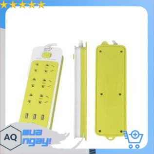 AQ_ Ổ Cắm Điện Đa Năng Chống Giật 6 Lỗ, 3 Cổng USB, Đa Năng Tiện Dụng