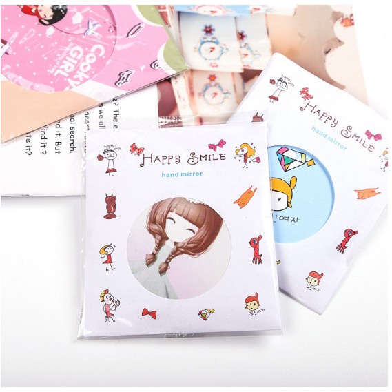 Gương mini bỏ túi cầm tay dễ thương - Gương tròn cầm tay   🍀 Clovershop68 🍀