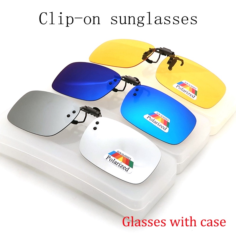 Kính Mát Tròng Gương Phân Cực Dạng Kẹp Bằng Kim Loại Chống Tia UV400 Màu Xanh Dương Cho Nam Và Nữ Ốp
