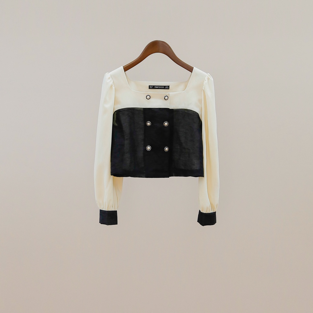 Áo Phối Màu Cổ Chữ U MOMOCO M2891 Chất Liệu Vải Cao Cấp Thiết Kế Trẻ Trung, Hiện Đại