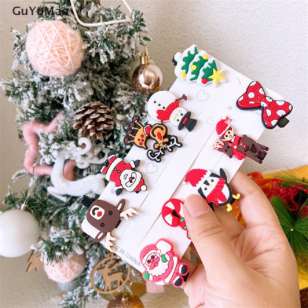Set 10 Kẹp Tóc Hình Cây Thông Giáng Sinh Dễ Thương Cho Bé Gái