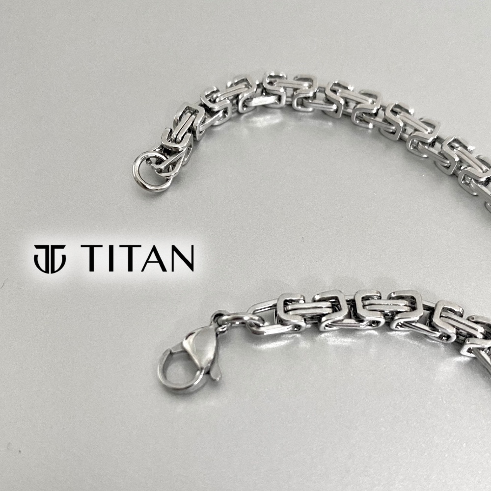 Vòng tay nam sợi xích đan, lắc tay unisex thời trang cá tính hiphop màu bạc 925 không gỉ Titan Shop