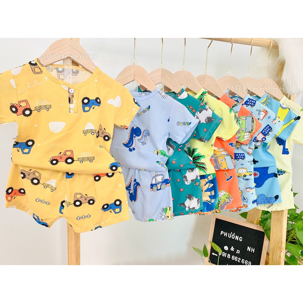 Bộ cộc bé trai, vải lanh( tole) loại 1 size 5-22 kg
