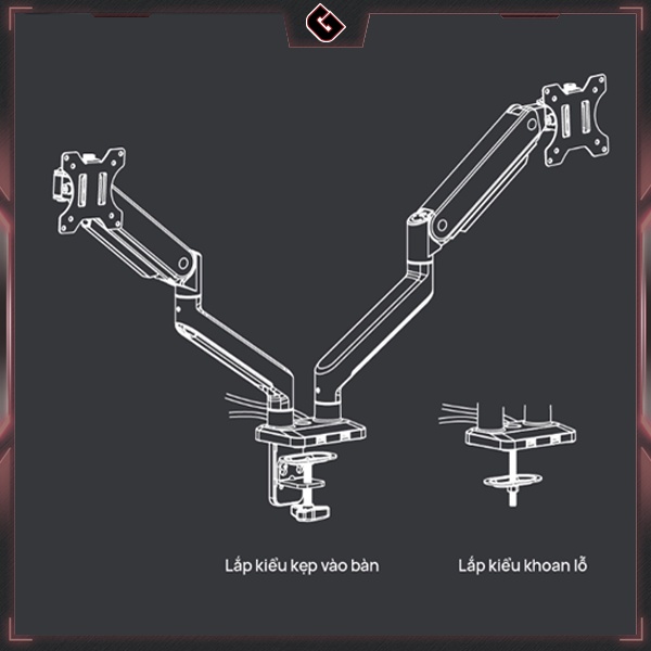 Giá Đỡ Màn Hình Máy Tính Đôi Human Motion M8 - Hàng Chính hãng