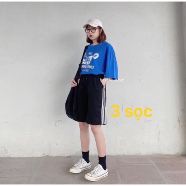 Quần sóc ngố 3 sọc thể thao chất umi ( ảnh thật kèm video)
