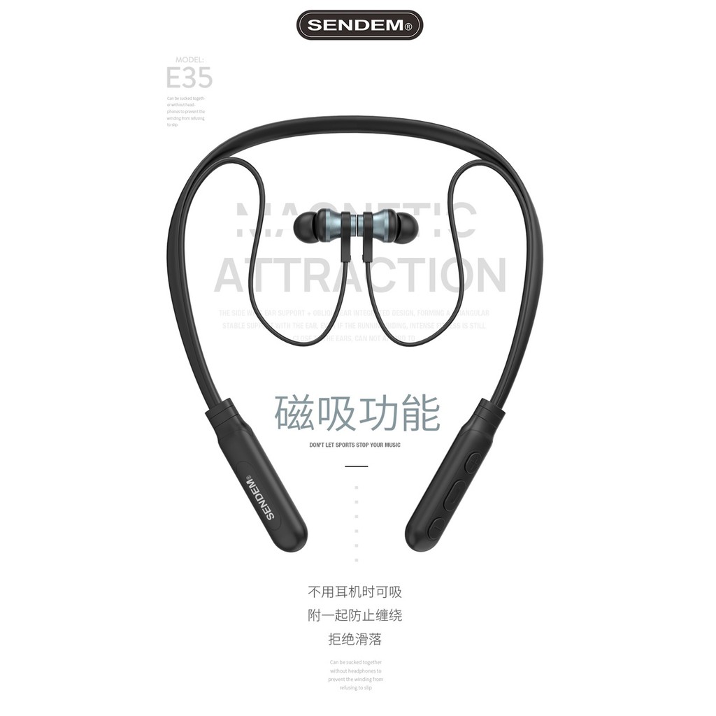 [CHÍNH HÃNG] Tai Nghe Bluetooth quàng cổ Sendem E35  Kiểu Dáng Thể Thao - Pin cực trâu 15 TIẾNG - Bảo hành 1 năm | BigBuy360 - bigbuy360.vn