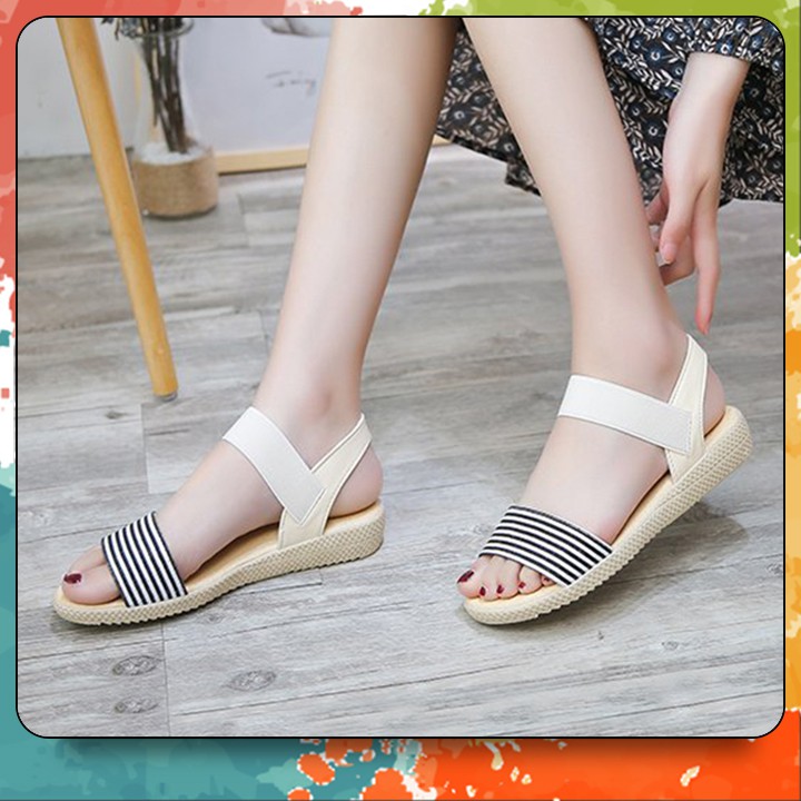 Sandals Nữ Sọc Trắng Đen GSD004