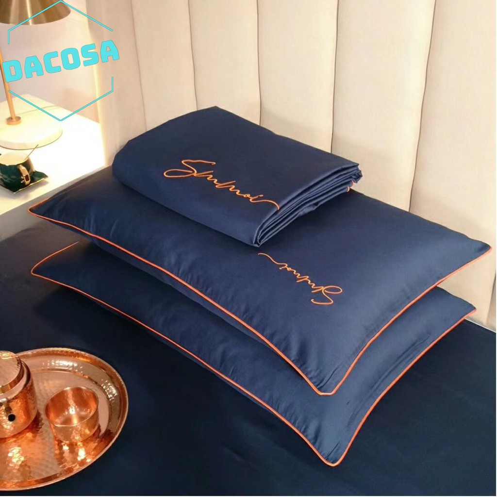 [Giá Sỉ] Bộ Chăn Ga Gối LỤA SUMOI 60S Màu Xanh Than Cao Cấp Khách Sạn