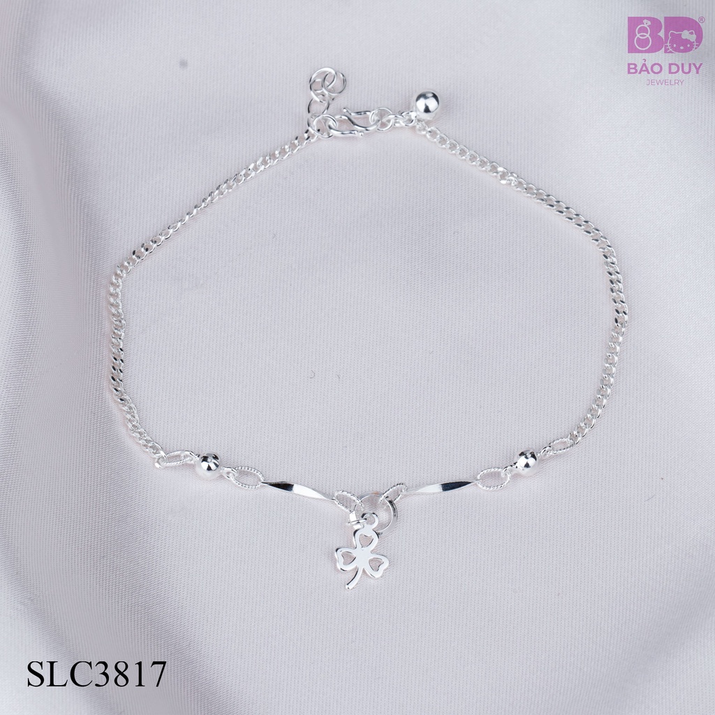 Lắc chân bạc nữ  charm nơ phối bi Bảo Duy Jewelry - SLC3817