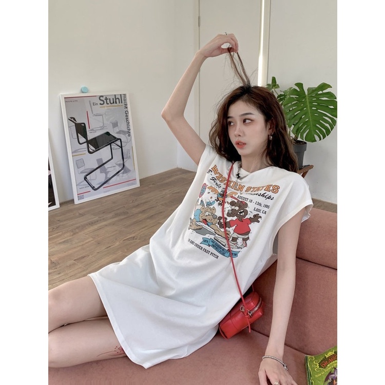 Áo Thun Sát Nách Dáng Rộng In Họa Tiết Thời Trang Mùa Hè Hàng Mới Phong Cách Phương Tây Cho Nữ