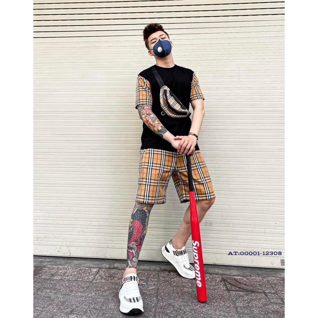 Đồ bộ thể thao nam kẻ, Bộ Hè Nam Phong Cách - Chất Cotton Lạnh 4c cao cấp - BN14