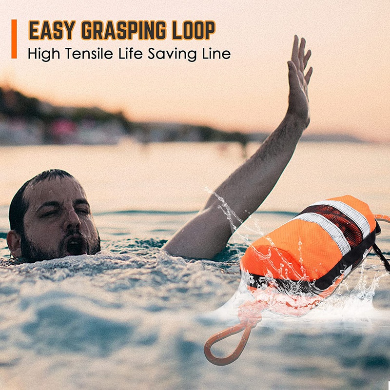 Dây Thừng Ném Cứu Hộ Màu Trắng Phản Quang Kèm Túi Ném Đa Ứng Dụng