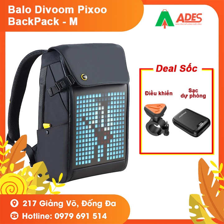 Balo Divoom Pixoo Backpack-M màn hình LED thông minh, sáng tạo - Bảo Hành Chính Hãng