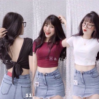 Hot [rẻ vô Địch] Áo hở lưng cột dây nơ from croptop _áo có đệm ngực chuẩn
