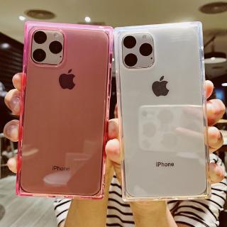Ốp lưng vuông màu trong suốt đơn giản cho iPhone 6 6S 7 8 Plus X XS MAX XR 11 PRO MAX