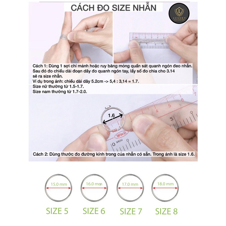 [FreeShip] Nhẫn nữ Titan Khảm đá J6-107 - CAM KẾT KHÔNG BAY MÀU
