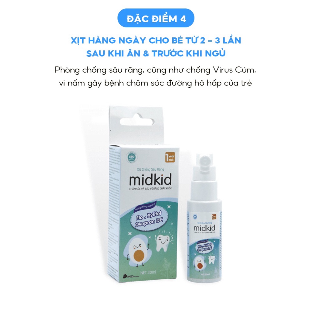 Combo 3 Hộp Kem Đánh Răng Dạng Xịt, Xịt Chống Sâu Răng Midkid, Diệt Vi khuẩn, ngăn ngừa mảng bám ố vàng, NUỐT ĐƯỢC