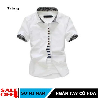 [NHẬP MA11 Hoàn xu 15% Tối đa 35,000 cho đơn 150,000] Áo sơ mi Nam ngắn tay cổ hoa màu trắng