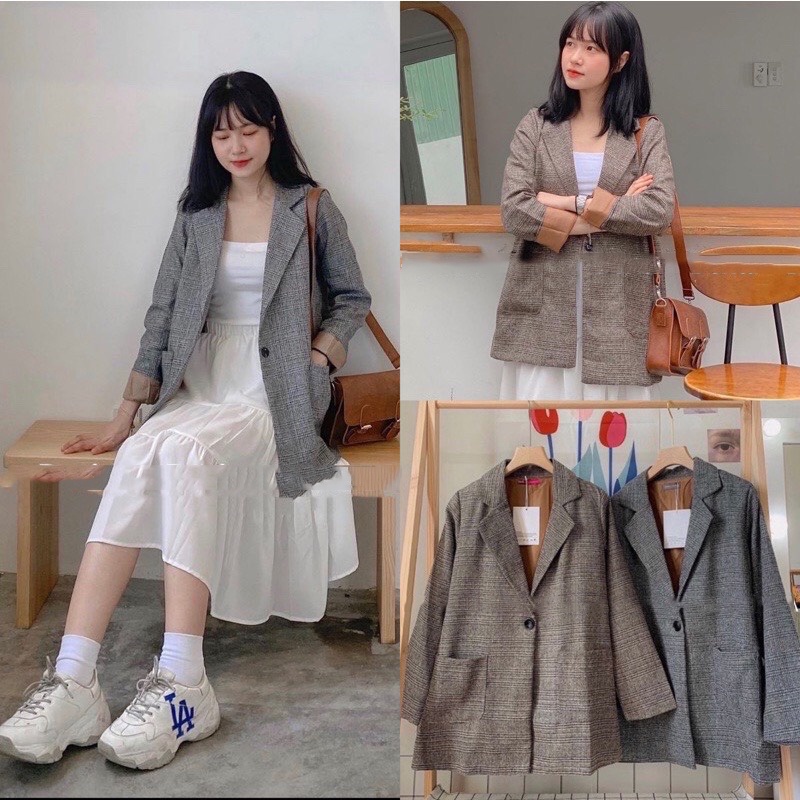 Áo blazer chất dạ mỏng thu đông loại 1, Áo khoác ulzzang - Blue Clothes