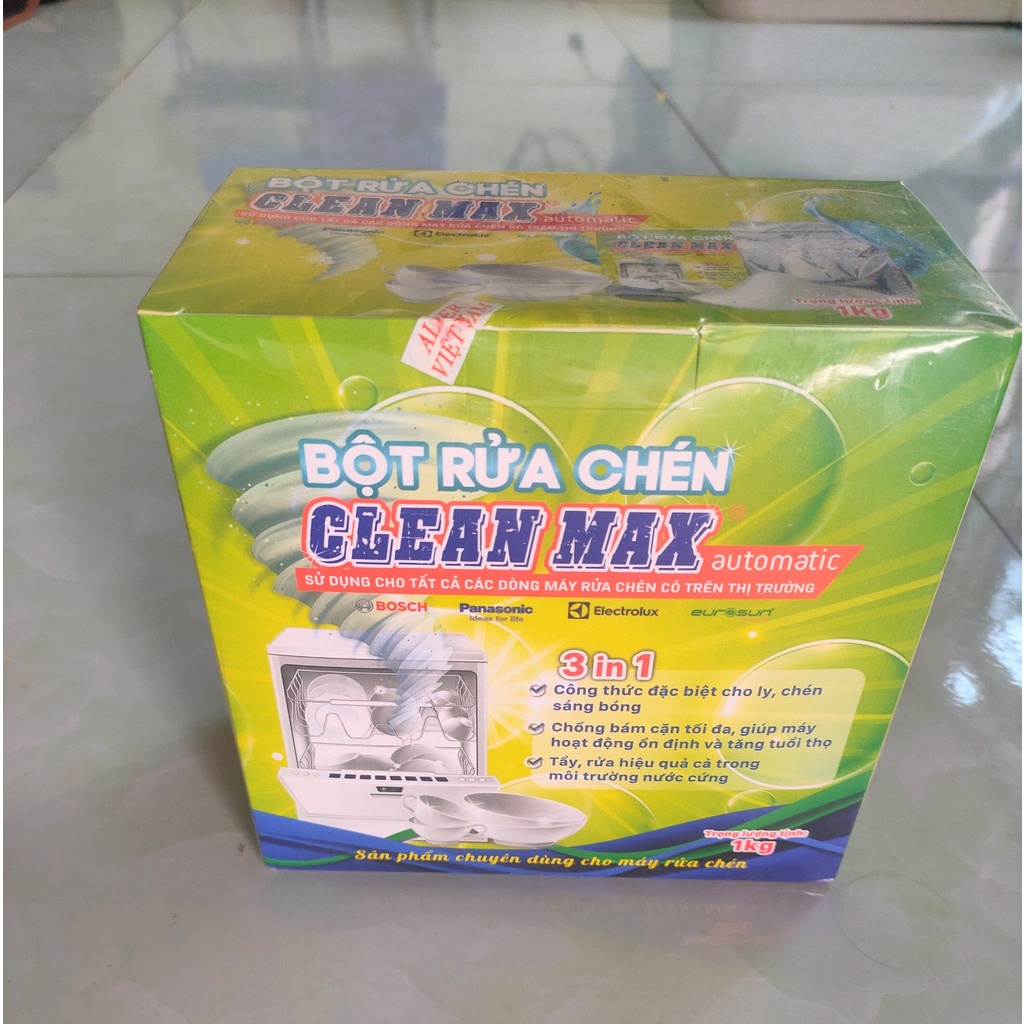 Bột rửa bát CLEAN MAX 1KG, sản phẩm chính hãng chuyên dụng cho máy rửa chén, WASHMAX Autocare