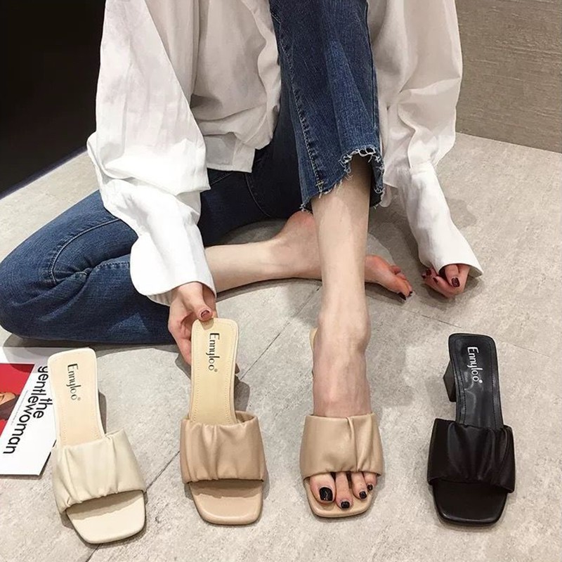 Dép Cao Gót Nữ 5-6 Phân đế vuông Thời Trang