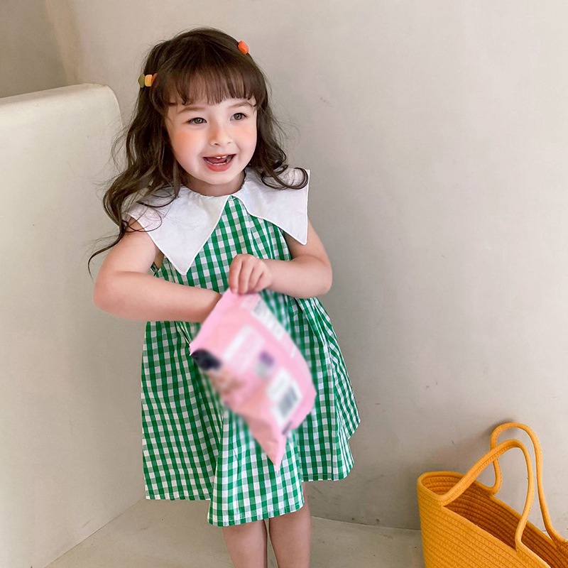 Đầm Công Chúa Cổ Thủy Thủ Không Tay Họa Tiết Kẻ Sọc Thời Trang Mùa Hè Se7En Dành Cho Bé Gái