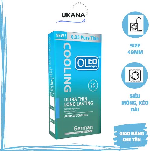 Bao Cao Su Size Nhỏ 49mm OleoLampo Cooling Bạc Hà Mát Lạnh Size Nhỏ Hộp 10 Chiếc
