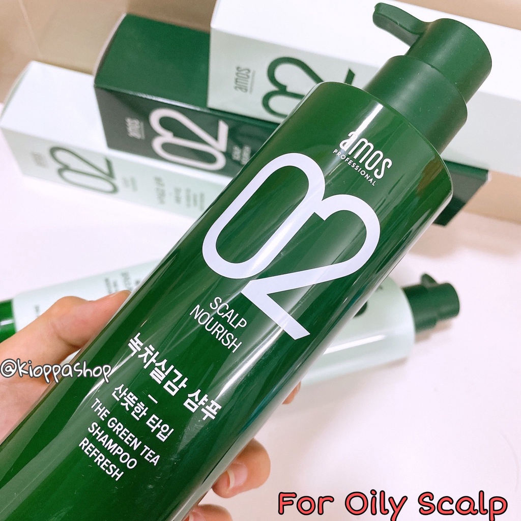 Dầu Gội & Xả Chống Rụng Và Kích Thích Mọc Tóc Trà Xanh Amos Professional 02 Scalp Nourish The Green Tea